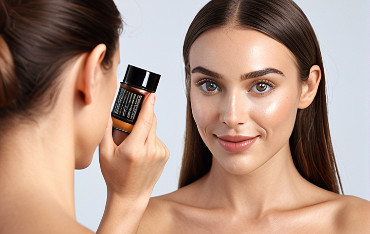 **Micro-influencer authentically engaging with followers, showcasing a natural cosmetic product.** (Focus: Trust, genuine interaction, highlighting product benefits through personal recommendation)