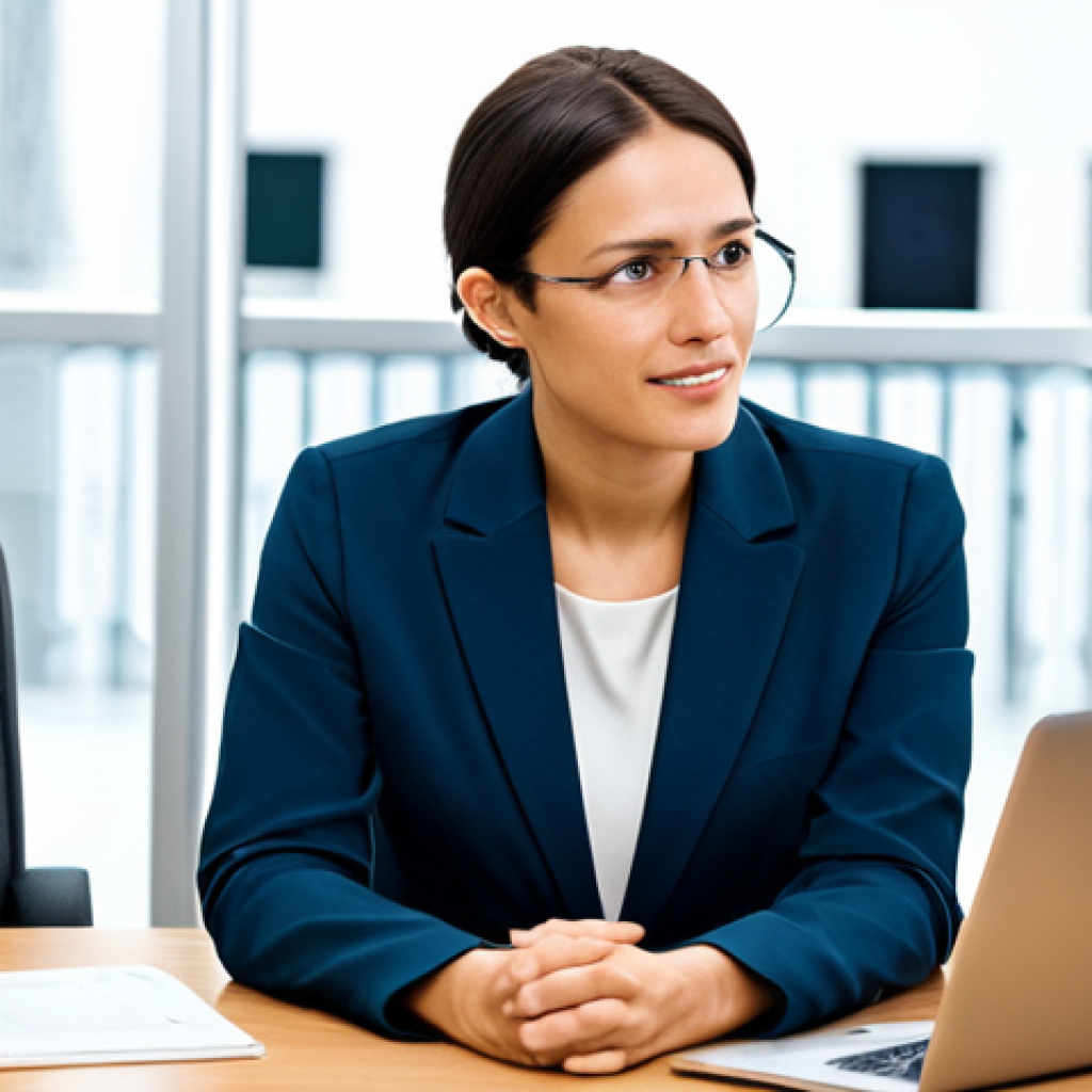 A professional customer service representative, fully clothed in a modest business suit, seated at a modern desk in a well-lit office, engaging in active listening with a customer. The customer, also in appropriate business attire, is speaking calmly. The scene emphasizes empathy, clear communication, and the start of an effective problem-solving process. The background is a contemporary, professional office environment. safe for work, appropriate content, fully clothed, professional, perfect anatomy, correct proportions, natural pose, well-formed hands, proper finger count, natural body proportions, high-quality photography, sharp focus.
