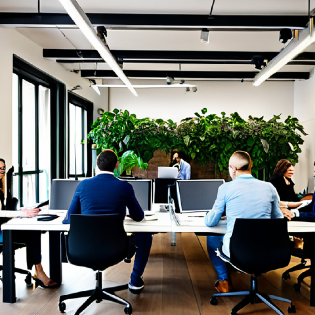 **

"A vibrant co-working space in Milan, Italy. A diverse group of professionals are collaborating on laptops and tablets, fully clothed in business casual attire, safe for work, appropriate content. The scene should capture a modern and productive atmosphere, with plenty of natural light, stylish furniture, and indoor plants. perfect anatomy, natural proportions, professional, modest, family-friendly"

**