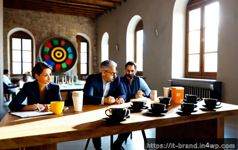 Home 27 비즈니스 목표와 일치하는 브랜딩 전략 - Photorealistic Italian business strategy meeting in a bright Milan creative studio, diverse team of ...
